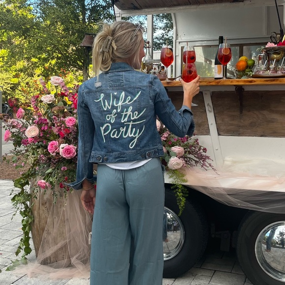 “Wife of the Party” hand painted denim jacket - Picture 2 of 3